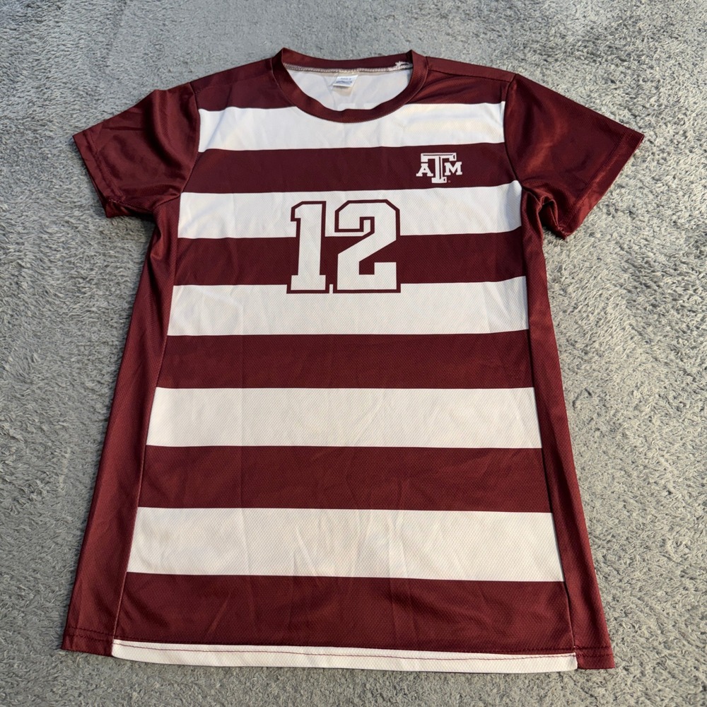 BWM Global Texas A&M 12th Man Jersey Shirt Adult Small Maroon White Striped S